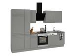 Küchenzeile OPTIFIT "Bern", grau (küche: grau, front: basaltgrau, korpus: basaltgrau, arbeitsplatte: anthrazit), B:300cm T:60cm, Komplettküchen-Sets, Küchenzeile, Breite 300 cm, wahlweise mit E-Geräten, höhenverstellbare Füße