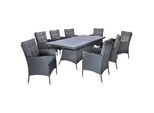 Garten-Essgruppe KONIFERA "Korfu", grau (dunkelgrau), Polyrattan, Stahl, Sitzmöbel-Sets, Polyrattan, Stahl, Ablagefläche unter der Tischplatte, Dunkelgrau