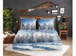 Wendebettwäsche GOOD MORNING "Albert", blau, B/L: 155cm x 220cm, 1 Stk., 1 Stk., Flanell, B/L: 80cm x 80cm, 2 Stk., Flanell, Obermaterial: 100% Baumwolle, Bettwäsche, Wendebettwäsche, Flanell, Biber, Winter, Warm, Reißverschluss, Wendeoptik, Schnee