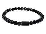 Gliederarmband ADELIA´S "Herren Armband – Kugelarmband aus Edelstahl mit Onyx 21 cm", schwarz, Armbänder, Herren, 21cm, Edelstahl, Gliederarmband, Perfekt als Geschenk für besondere Menschen