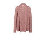 Strickjacke GOLDNER "Kurzgröße Trageangenehme offene Strickjacke", Damen, Gr. 23, rosa (rosé, melange), Obermaterial: 72% Polyester PES. 24% Polyacryl PAN. 4% Wolle WO., weit Rippe, Strickjacken Strickjacke, Feine Ajourstruktur trifft schönes Zopfmuster