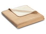Wohndecke BIEDERLACK "Melange", beige (creme, natur), B:150cm L:200cm, Baumwolle, Polyacryl, Polyester, Wohndecken, Wohndecke, mit geketteltem Zierstich