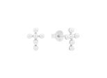 Paar Ohrstecker AMOR "Schmuck Geschenk, Kreuz", silberfarben, weiß, Ohrringe, Damen, 1,5mm, Silber 925 (Sterlingsilber), mit Wachsperle