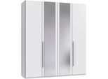 Drehtürenschrank WIMEX "London in den Breiten 180cm, 225cm und 270cm erhältlich, inkl. Spiegel", weiß (weiß, griffe weiß), B:180cm H:208cm T:58cm, Holzwerkstoff, Schränke, Drehtürenschrank, Kleiderschrank wahlweise mit Basic- o. Premium-Ausstattung erhältlich