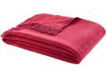 Wohndecke IBENA "Uni Decke Luxus 2", rot, B:150cm L:200cm, Mischgewebe, Wohndecken, Wohndecke, mit Fransen