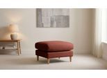 Pouf OTTO HOME "Finnian", rot, B:70cm H:47cm T:70cm, Holz teilmassiv, Poufs, Pouf, Polsterhocker 70x70 cm, Chenille, Massivholzfüße
