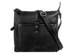 Umhängetasche SANSIBAR, Mädchen, Gr. B/H/T: 27cm x 25cm x 6cm onesize, schwarz, Leder, Taschen Umhängetasche, echt Leder