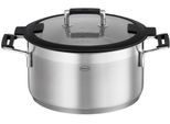 Kochtopf RÖSLE "SILENCE PRO", silber (silberfarben, schwarz), B:25,5cm H:13,5cm L:34,5cm Ø:24cm, Töpfe, Kochtopf, Innenskalierung und Schüttrand, spülmaschinen- und induktionsgeeignet