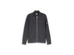 TOM TAILOR Herren Sweatjacke mit Stehkragen, schwarz, Uni, Gr. M