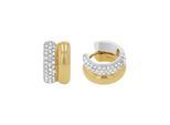 Paar Creolen JOOP "Schmuck, Geschenk", gelbgoldfarben, edelstahlfarben, kristallweiß, kristallweiß, Ohrringe, Damen, 16mm, Edelstahl, mit Zirkonia (synth.)