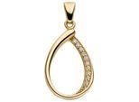 Kettenanhänger JOBO "Anhänger Tropfen 21 mm", gold (gelbgold 333, weiß), Schmuckanhänger, Damen, Gelbgold 333, Kettenanhänger, 8 Karat 333 Gold mit 11 Zirkonia