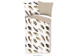 Wendebettwäsche GOOD MORNING "Fedra", beige (sand), B/L: 135cm x 200cm, 1 Stk., 1 Stk., Renforcé, B/L: 80cm x 80cm, 2 Stk., Renforcé, Obermaterial: 100% Baumwolle, Bettwäsche, Wendebettwäsche, Baumwolle, 135x200, Reißverschluss, Wendeoptik, Simple, Federn, Sand
