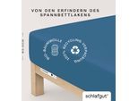 Spannbettlaken SCHLAFGUT "CASUAL Bettlaken 100% gekämmte Bio-Baumwolle, 150 g/m², Spannbetttuch", blau (blau mid), L:200cm, Jersey, Obermaterial: 100% Baumwolle, Bettlaken, Spannbettlaken, Bettlaken bis 25 cm Höhe, langlebig, weich, Antipilling-Ausrüstung