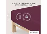 Spannbettlaken SCHLAFGUT "CASUAL Bettlaken 100% gekämmte Bio-Baumwolle, 150 g/m², Spannbetttuch", lila (lila deep), L:200cm, Jersey, Obermaterial: 100% Baumwolle, Bettlaken, Spannbettlaken, Bettlaken bis 25 cm Höhe, langlebig, weich, Antipilling-Ausrüstung