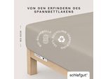 Spannbettlaken SCHLAFGUT "CASUAL Bettlaken 100% gekämmte Bio-Baumwolle, 150 g/m², Spannbetttuch", beige (sand mid), L:200cm, Jersey, Obermaterial: 100% Baumwolle, Bettlaken, Spannbettlaken, Bettlaken bis 25 cm Höhe, langlebig, weich, Antipilling-Ausrüstung