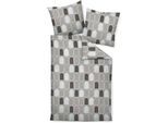 Bettwäsche JANINE "J. D. 87084", grau (taupe), B/L: 240cm x 220cm, 1 Stk., 2 Stk., Mako-Satin, B/L: 80cm x 80cm, 3 Stk., Mako-Satin, Obermaterial: 100% Baumwolle, Bettwäsche, Bettwäsche, mit Reißverschluss