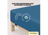 Spannbettlaken SCHLAFGUT "EASY Jersey Elasthan Boxspring", blau (blau mid), 1 Stk., Jersey, 120-130x200-220 40cm, Jersey, Obermaterial: 95% Baumwolle, 5% Elasthan, Bettlaken, Spannbettlaken, MADE IN GREEN by OEKO-TEX
