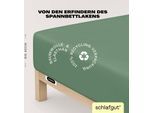 Spannbettlaken SCHLAFGUT "EASY Jersey Elasthan Boxspring", grün (grün mid), 1 Stk., Jersey, 120-130x200-220 40cm, Jersey, Obermaterial: 95% Baumwolle, 5% Elasthan, Bettlaken, Spannbettlaken, MADE IN GREEN by OEKO-TEX