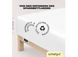 Spannbettlaken SCHLAFGUT "EASY Jersey Elasthan Boxspring", weiß (full, weiß), 1 Stk., Jersey, 140-160x200-220 40cm, Jersey, Obermaterial: 95% Baumwolle, 5% Elasthan, Bettlaken, Spannbettlaken, MADE IN GREEN by OEKO-TEX