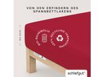 Spannbettlaken SCHLAFGUT "CASUAL Bettlaken 100% gekämmte Bio-Baumwolle, 150 g/m², Spannbetttuch", rot (rot deep), L:200cm, Jersey, Obermaterial: 100% Baumwolle, Bettlaken, Spannbettlaken, Bettlaken bis 25 cm Höhe, langlebig, weich, Antipilling-Ausrüstung