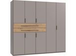 Drehtürenschrank WIMEX "Digit Kleiderschrank wahlweise mit oder ohne Spiegel", grau (saharagrau, griffe und absetzungen artisan eiche nachbildung), B:225cm H:208cm T:58cm, Holzwerkstoff, Schränke, Drehtürenschrank, erhältlich in den Breiten 225cm oder 270cm (mit 8 oder 10 Türen)