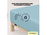 Spannbettlaken SCHLAFGUT "EASY Jersey Elasthan Boxspring", blau (blau light), 1 Stk., Jersey, 90-100x200-220 40cm, Jersey, Obermaterial: 95% Baumwolle, 5% Elasthan, Bettlaken, Spannbettlaken, MADE IN GREEN by OEKO-TEX
