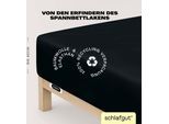 Spannbettlaken SCHLAFGUT "EASY Jersey Elasthan Boxspring", schwarz (off, schwarz), 1 Stk., Jersey, 90-100x200-220 40cm, Jersey, Obermaterial: 95% Baumwolle, 5% Elasthan, Bettlaken, Spannbettlaken, MADE IN GREEN by OEKO-TEX
