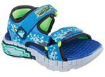 Sandale SKECHERS "MEGA-SPLASH 4K", Jungen, Gr. 30, blau (blau, schwarz), Lederimitat, Textil, kontrastfarbene Details, Schuhe Sandale, Mega Craft Sandale mit Klettverschluss, Größenschablone zum Download