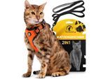 Tierhood Katzengeschirr mit Leine orange S