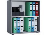 Bücherregal VCM "Holz Büro Regal Bücher Ordner Aktenregal Lona 2f", grau, B:70cm T:37cm, Regale, Bücherregal