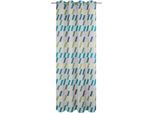 Vorhang WIRTH "Bray" Gr. 5, blau, B:132cm H:255cm, Jacquard, Baumwolle, Polyester, Gardinen, Vorhang