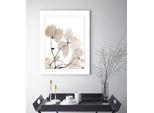 Bild QUEENCE "Ina", beige (farbe rahmen: weiß, farbe bild(er): beige), B:40cm H:50cm, Acrylglas, Holz, Papier, Bilder, Bild, Blumen, gerahmt