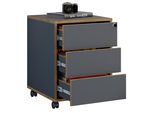 Container VCM "Holz Rollcontainer Bürocontainer Salia 3 Schublade", schwarz (anthrazit), B:42cm T:45cm, Obermaterial: 100% Holz Wood., Schränke, Container
