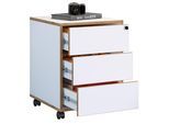 Container VCM "Holz Rollcontainer Bürocontainer Salia 3 Schublade", weiß, B:42cm T:45cm, Obermaterial: 100% Holz Wood., Schränke, Container