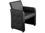 Esszimmersessel EXXPO - SOFA FASHION "Barista, Loungesessel auf Rollen mit hoher Bodenfreiheit", schwarz, B:64cm H:90cm T:72cm, Carabu (50%Polyester, 35%Polyacryl, 15%Polyamid);Kunstleder;NaturLeder, Sessel, Esszimmersessel, Sessel Barista Clubsessel auf Rollen, schmale Armlehnen