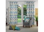 Vorhang WIRTH "Bray" Gr. 3, blau, B:132cm H:225cm, Jacquard, Baumwolle, Polyester, Gardinen, Vorhang
