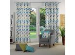 Vorhang WIRTH "Bray" Gr. 4, blau, B:132cm H:245cm, Jacquard, Baumwolle, Polyester, Gardinen, Vorhang