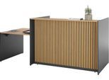 Theke Marino, klein, für 1 Person, elektrisch höhenverstellbar, Memorypanel, Akustikpaneele, Kabeldurchlass, mit Tisch, Holz, Eiche-Dekor/anthrazit