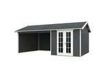 Gartenhaus SKANHOLZ "Tilburg", grau (schiefergrau), Fußboden im Gartenhaus, Holzwerkstoff, Gartenhäuser, Gartenhaus