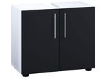 Waschbeckenschrank VCM "Holz Badmöbel Badunterschrank Flandu ll Drehtüren", schwarz (weiß, schwarz), B:60cm T:30cm, Obermaterial: 100% Holz Wood., Schränke, Waschbeckenunterschrank