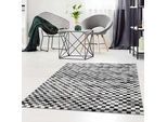 Teppich CARPET CITY "Moda 1141" Gr. 7, grau, B:80cm H:11mm L:300cm, Kunstfaser, Teppiche, Teppich, Kurzflor, Karo, weich, Wohnzimmer, Schlafzimmer