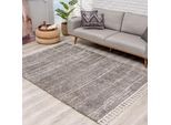 Hochflor-Teppich CARPET CITY "Pulpy 524" Gr. 36, grau, B:100cm H:30mm L:300cm, Kunstfaser, Teppiche, Fransenteppich, besonders weich, mit Fransen, Meliert