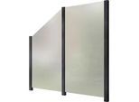 Zaun STAKET PRO, grau (anthrazit), Pfosten: 3 Stk., Aluminium, Glas, Zaunelemente, Glaszaun, Gesamtlänge: 2,17 m, 3 Pfosten