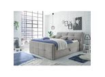 Boxbett ED EXCITING DESIGN "Redmond", grau (grau uran 02 schlamm), B:200cm L:237cm, 95% Polyester, 5% Nylon, Komplettbetten, Boxspringbett, inkl. Zwei Bettkästen, Stauraum im Kopfteil und Topper