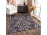 Teppich CARPET CITY "April 2291", grau, B:160cm H:10mm L:230cm, Polyester, Teppiche, Teppich, Läufer, weich durch Microfaser, Boho Ethno Look, Wohnzimmer