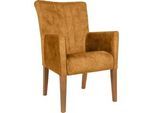 Armlehnstuhl HOME AFFAIRE "King", orange (goldorange, eiche natur), B:60cm H:92cm T:65cm, Massivholz, Polyester, Stühle, Armlehnstuhl, Esszimmerstuhl, Beingestell Massivholz Eiche oder Buche wengefarben