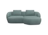 Wohnlandschaft FLEXLUX "Torino, rund, L-Form, Sofa-Ecke mit Recamiere, Longchair-Sofa", blau (sky blau), B:217cm H:85cm T:146cm, 62% Polyester, 17% Cotton, 14% Viscose, 7% Linen, Sofas, Wohnlandschaft, Modernes, organisches Sofa-Design, Kaltschaum, Wellenunterfederung