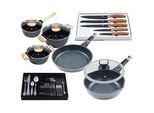 Pfannen-Set KING "Moonscape", grau, Pfannen, Induktion, (Töpfe+Glasdeckel, Pfannen+Deckel,Messer,Besteckset)