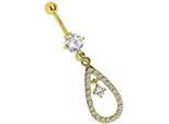 Bauchnabelpiercing ADELIA ́S "Piercing Bauchnabelpiercing", gold, Piercings, Damen, onesize, Chirurgiestahl, Mit 8 mm gefasstem Stein und Tropfen-Anhänger