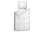 Wendebettwäsche HECKETT & LANE "Diamante", weiß, B/L: 155cm x 220cm, 1 Stk., 1 Stk., Mako-Satin, B/L: 80cm x 80cm, 2 Stk., Mako-Satin, Obermaterial: 100% Baumwolle, Bettwäsche, Wendebettwäsche, kariert, hochwertiges Mako-Satin, Bettwäsche ab 135x200 cm.